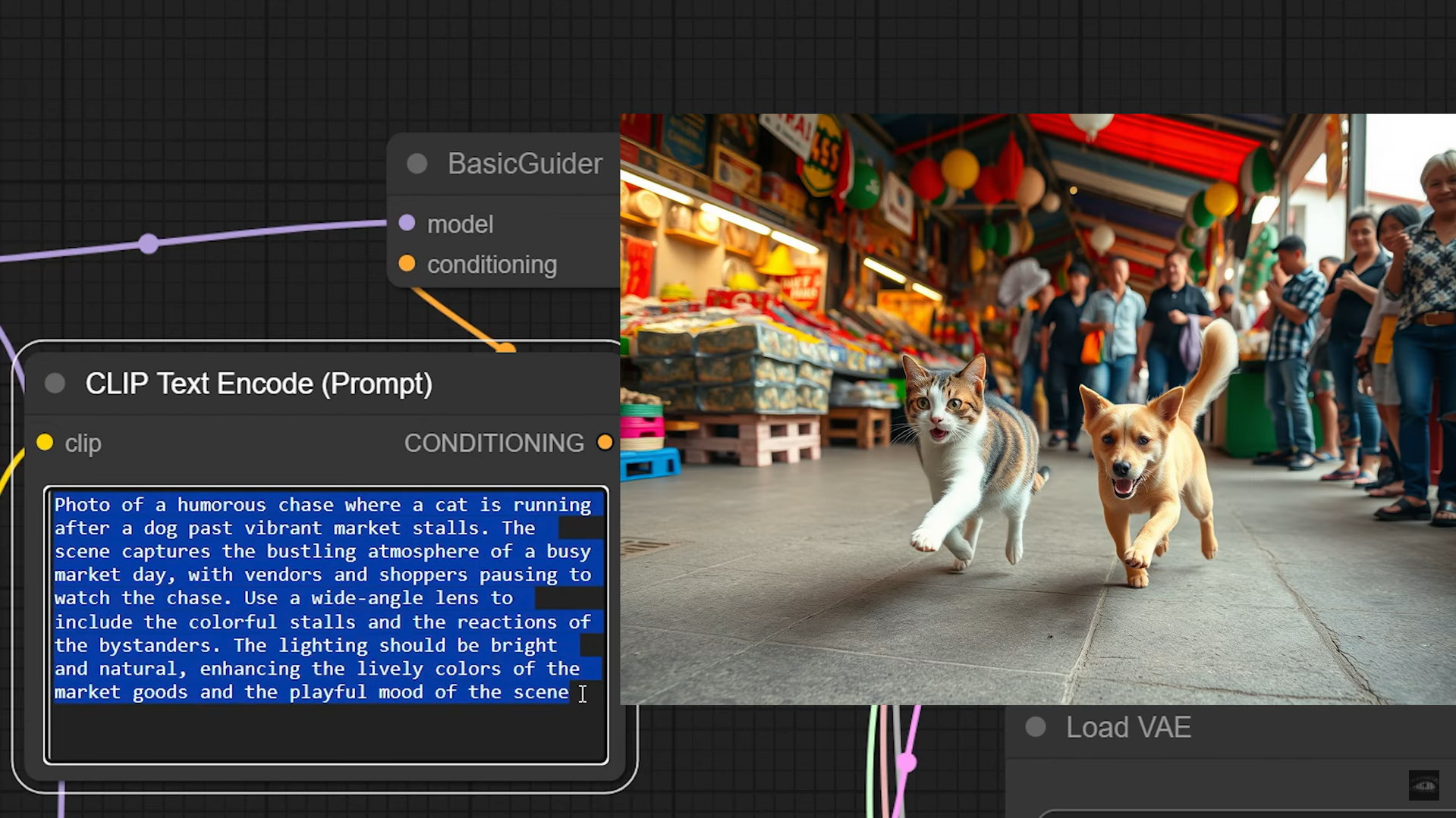 Interface of ComfyUI - another free Flux AI image generator