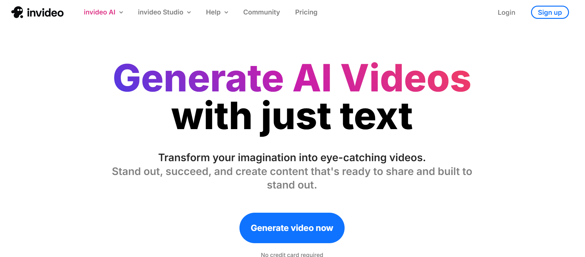 InVideo's landing page