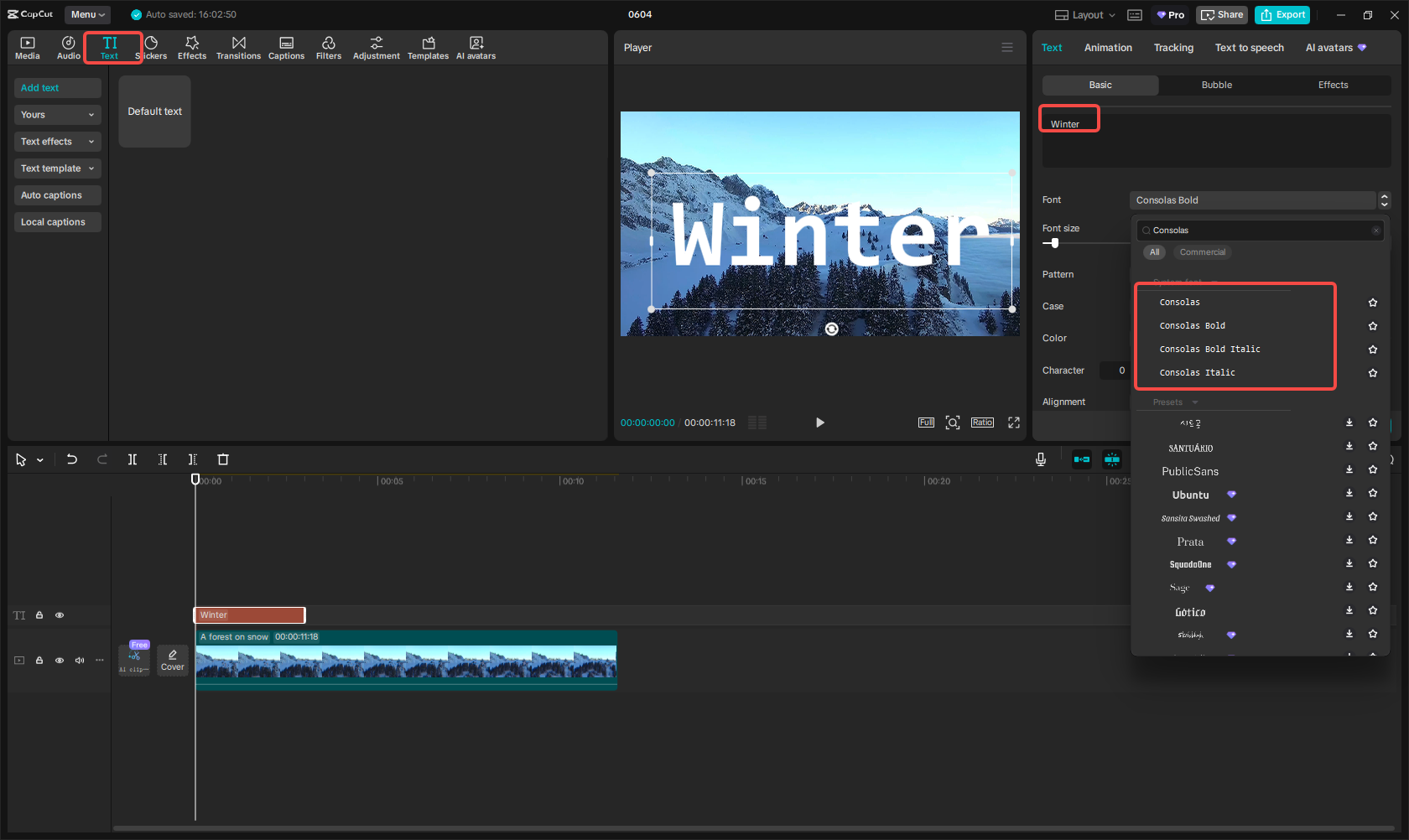 Add and edit the Consolas font