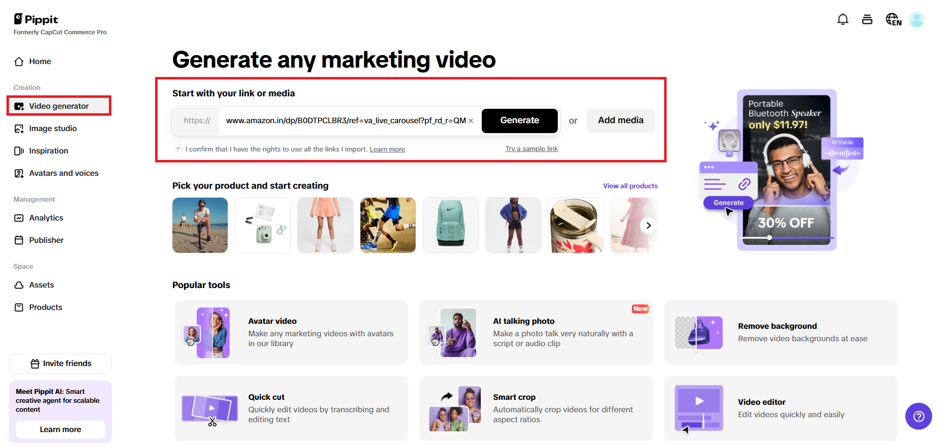 Enter a product link