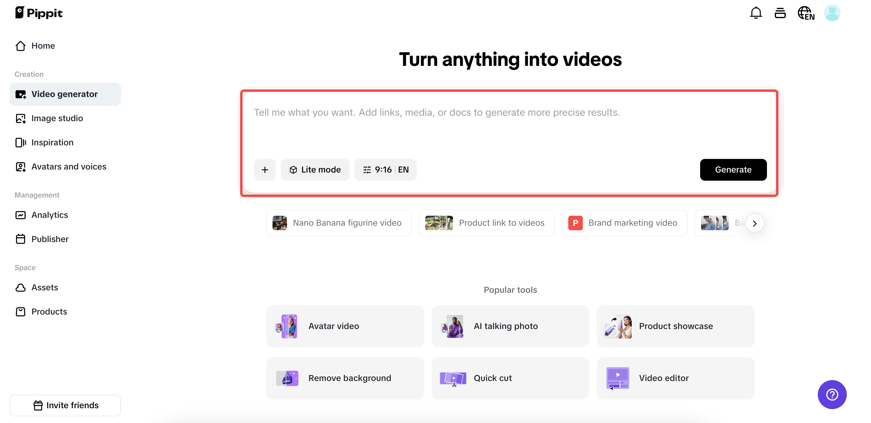 Transforme qualquer coisa em vídeos comerciais
