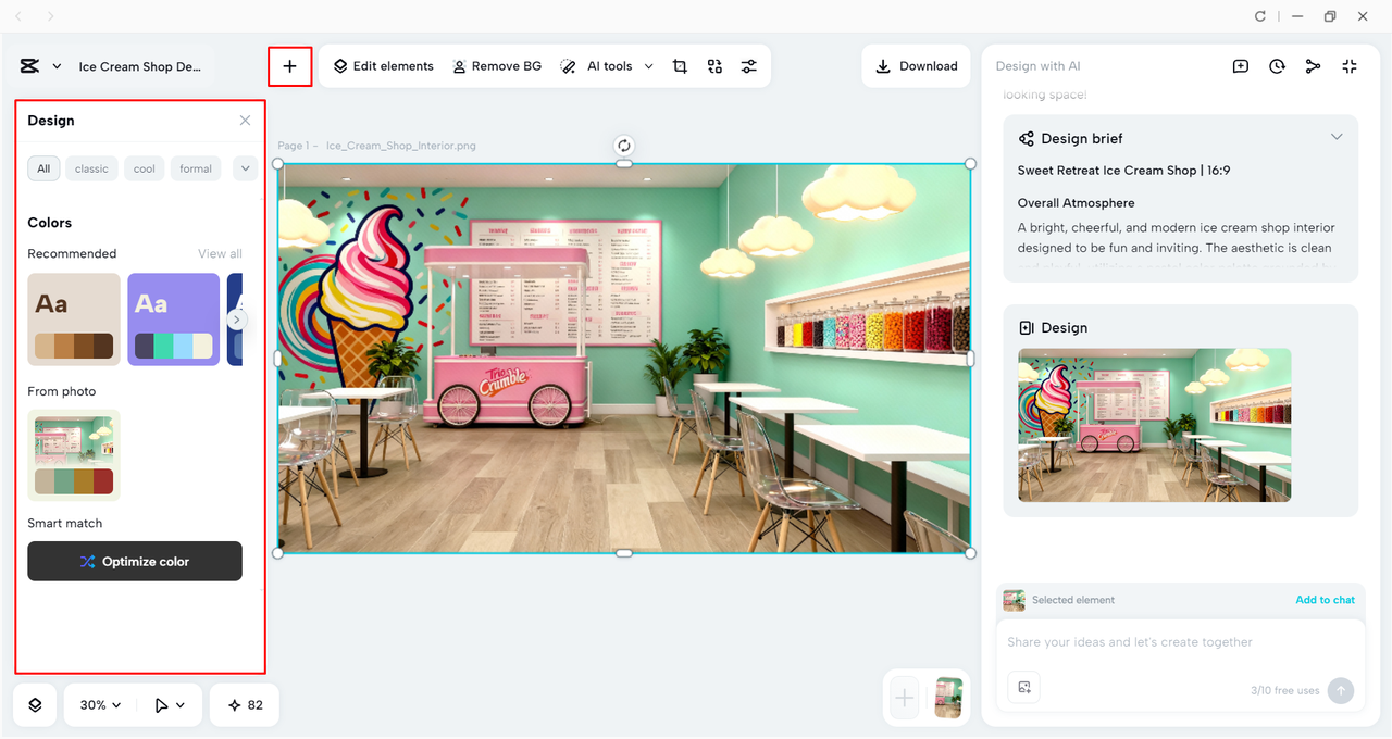 Editing the AI-generated design with the CapCut desktop video editor 
