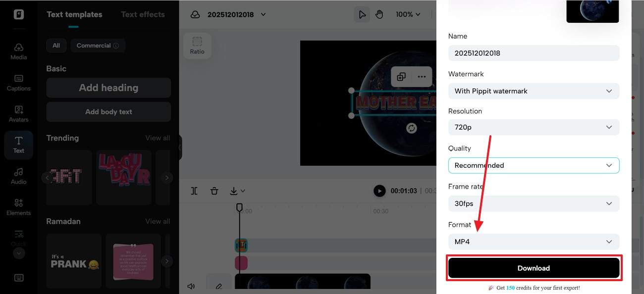 exportar video como mp4 desde pippit