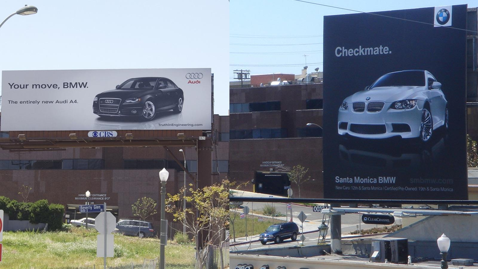 Audi vs. BMW Billboard war billboard ad