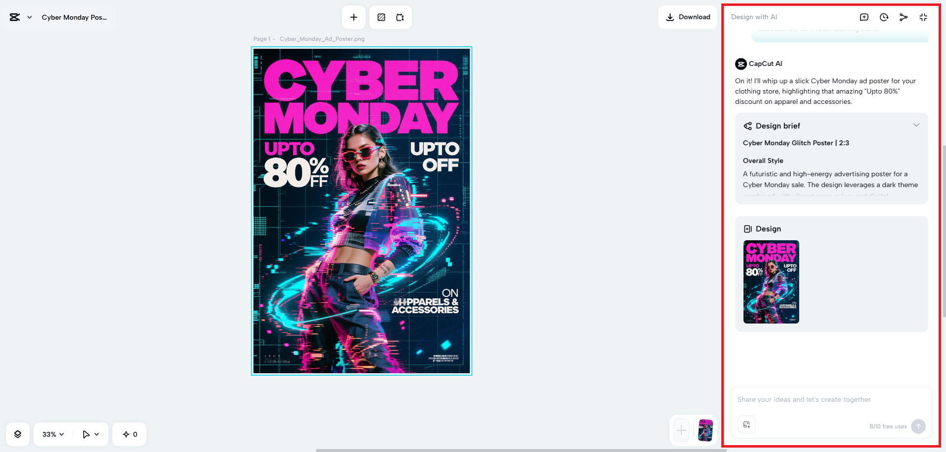 Perhalusi imej poster iklan anda yang dijana AI untuk Cyber Monday
