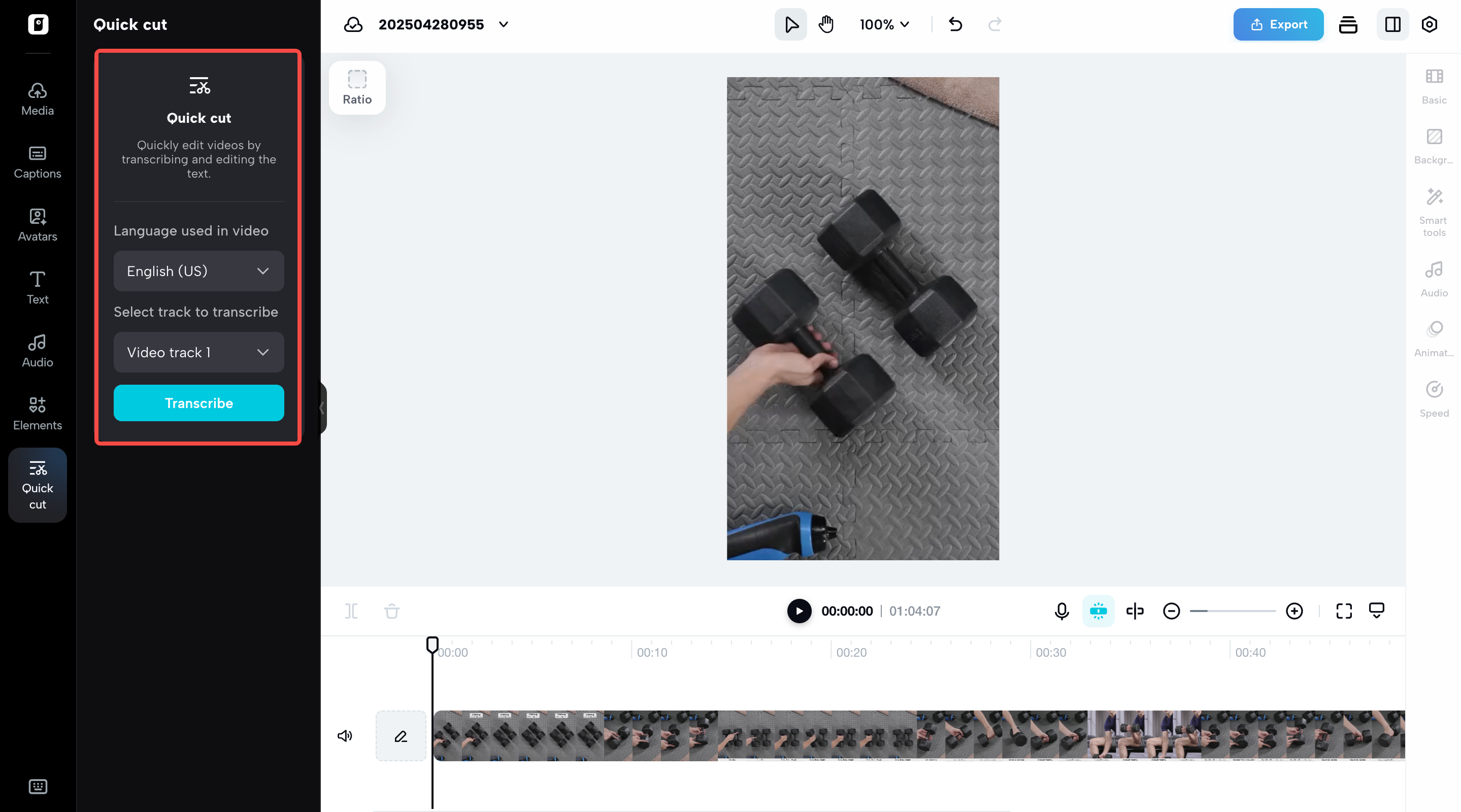 Transcribe videos with one click