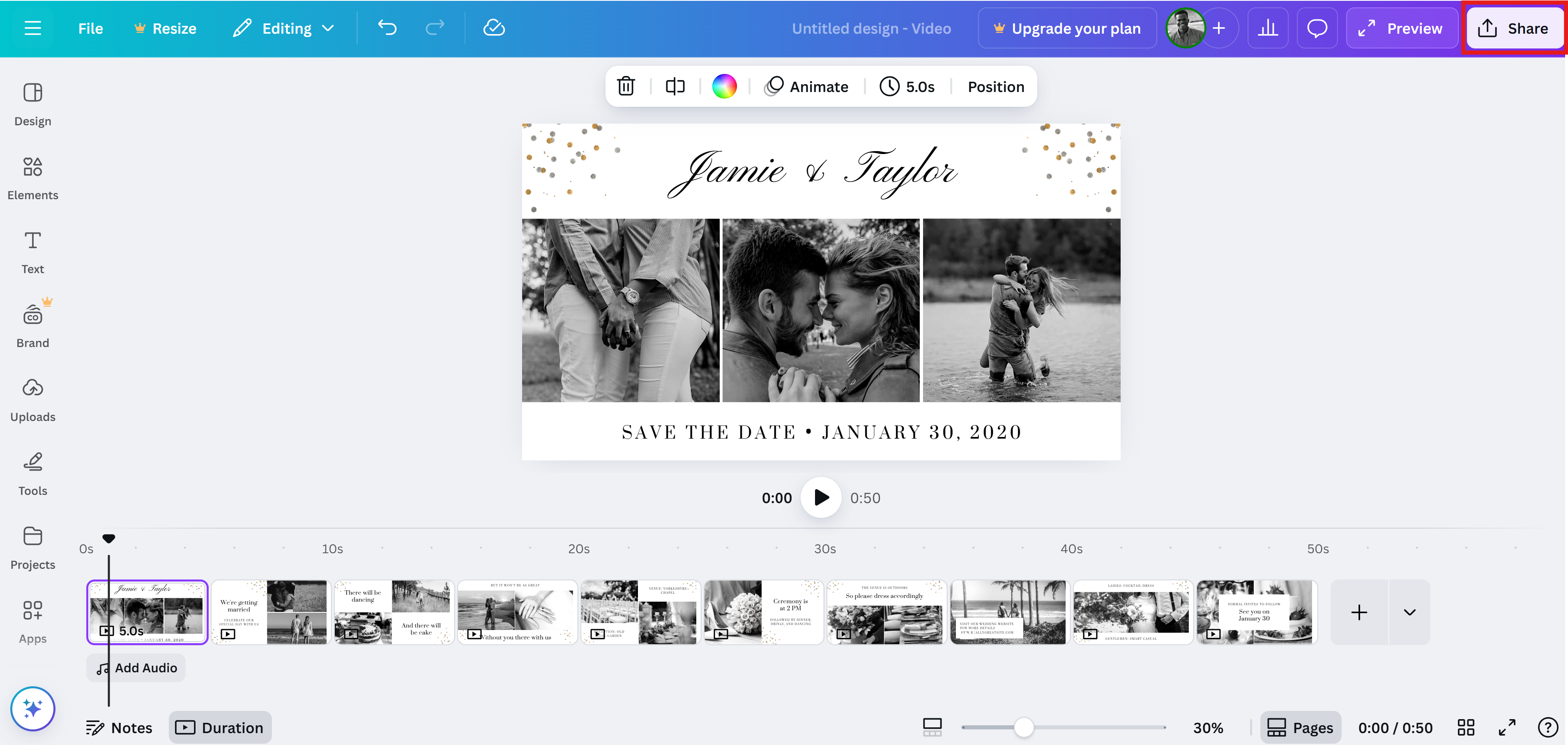 How to make video invitation card with Canva