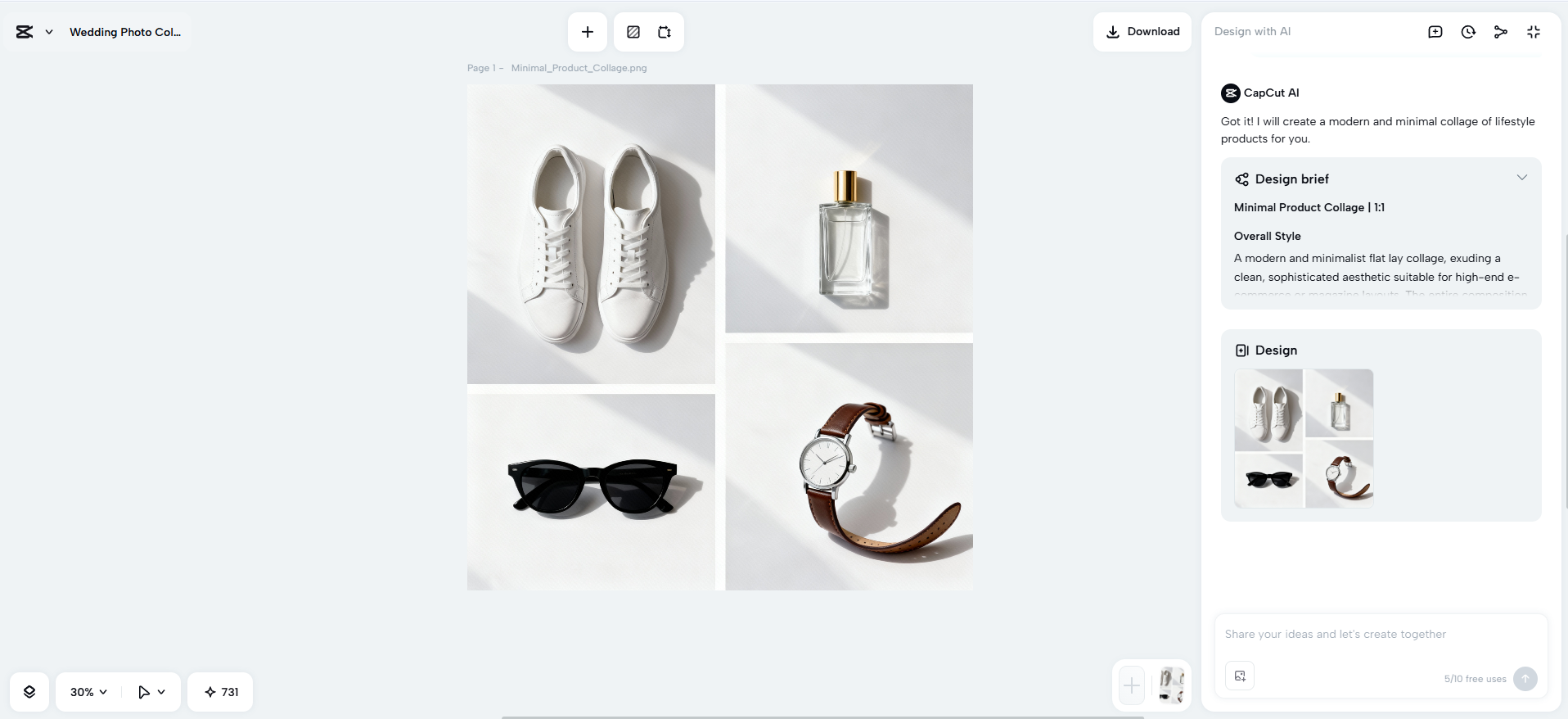 Creador de collages fotográficos con IA de CapCut Web.