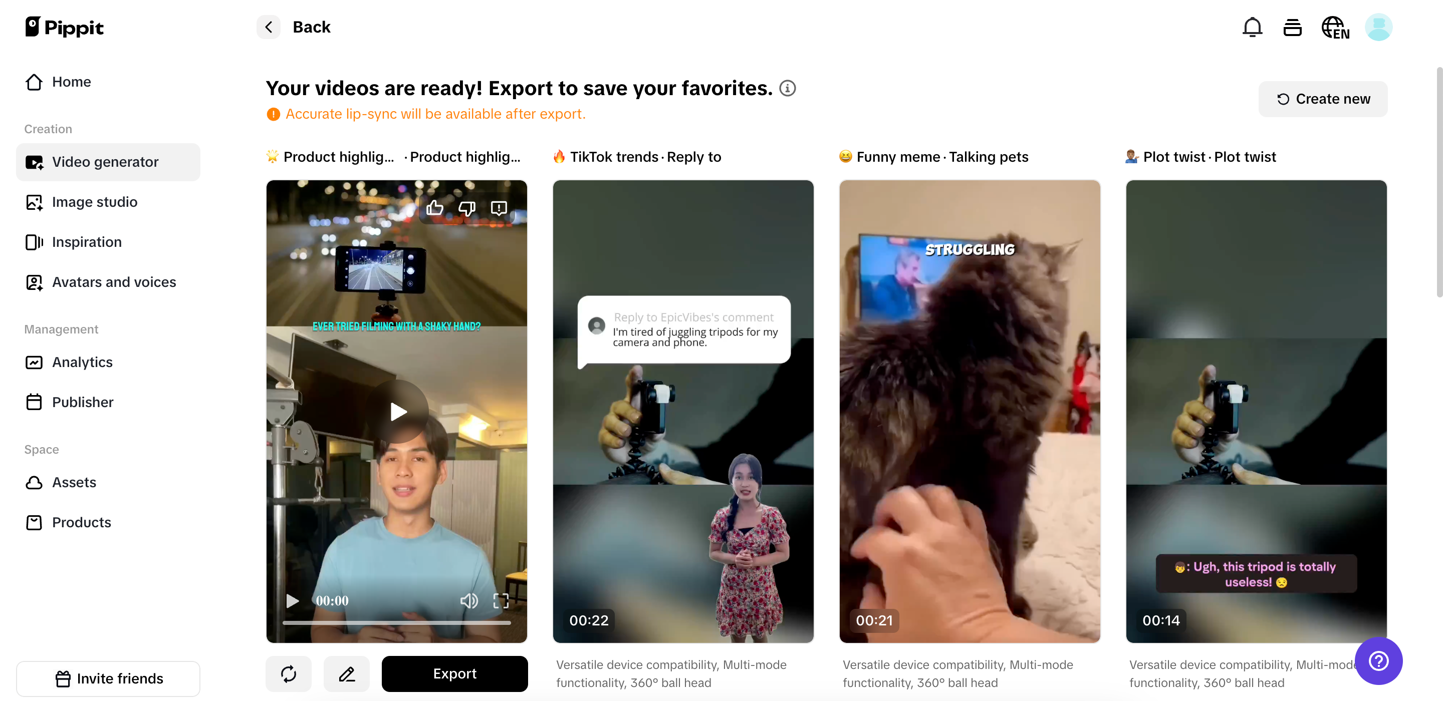Piliin ang iyong nais na AI-generated na video