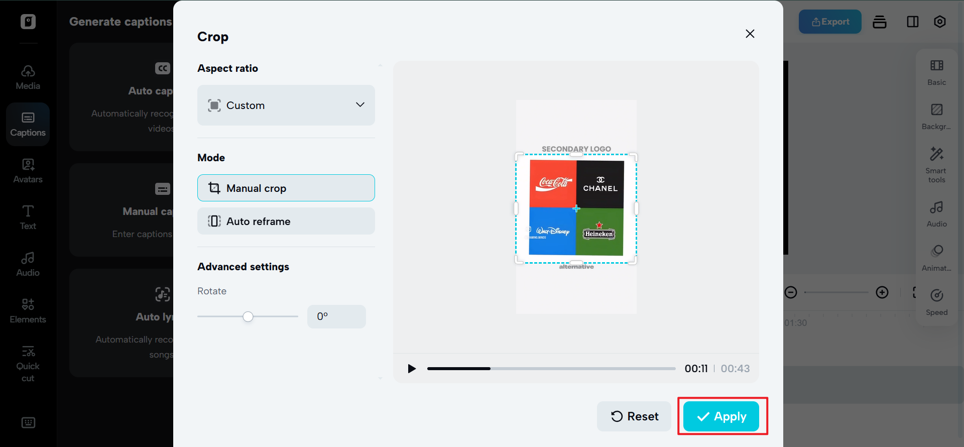 Text removal from video