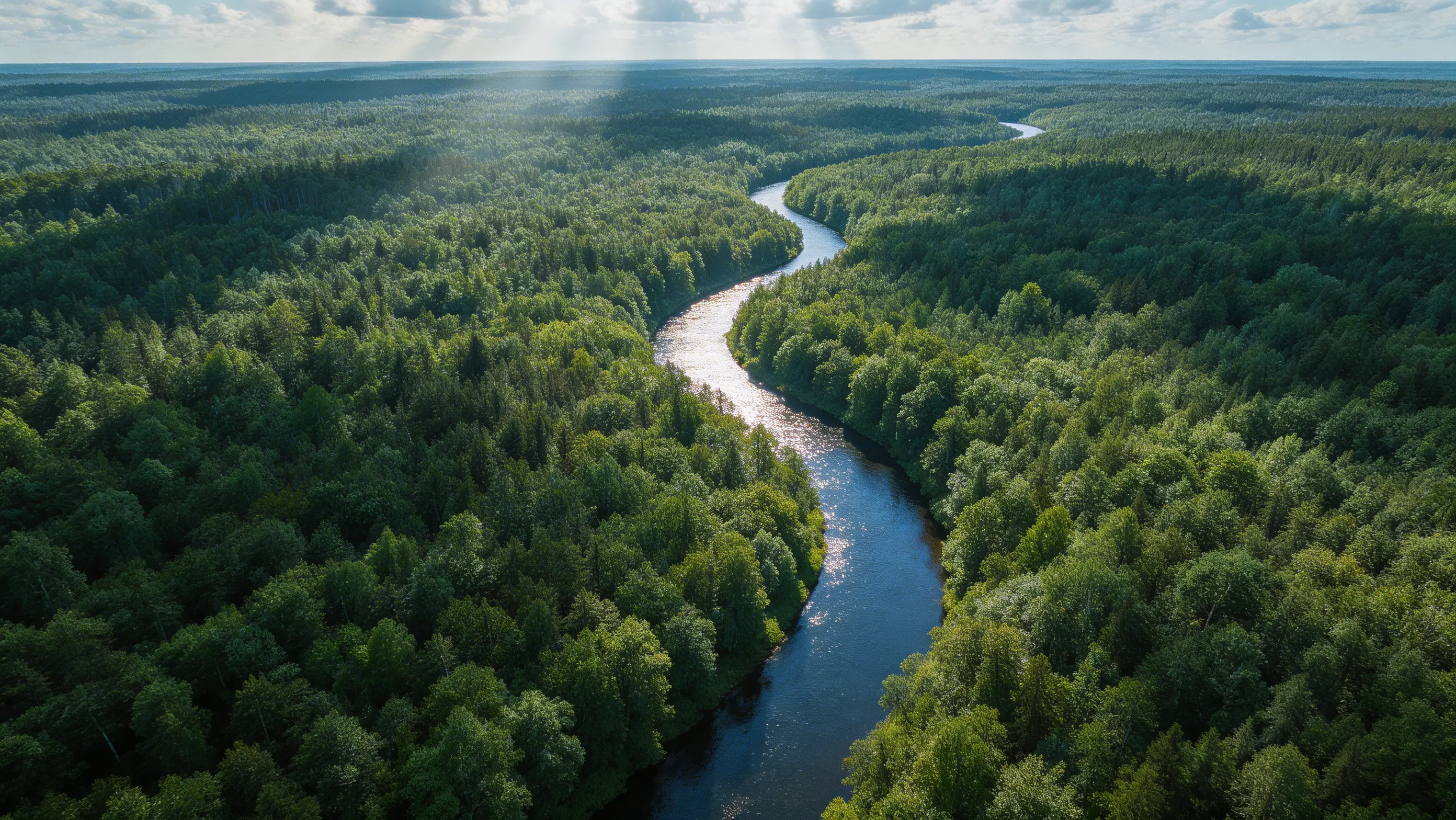 Pemandangan udara pemandangan hutan dan sungai