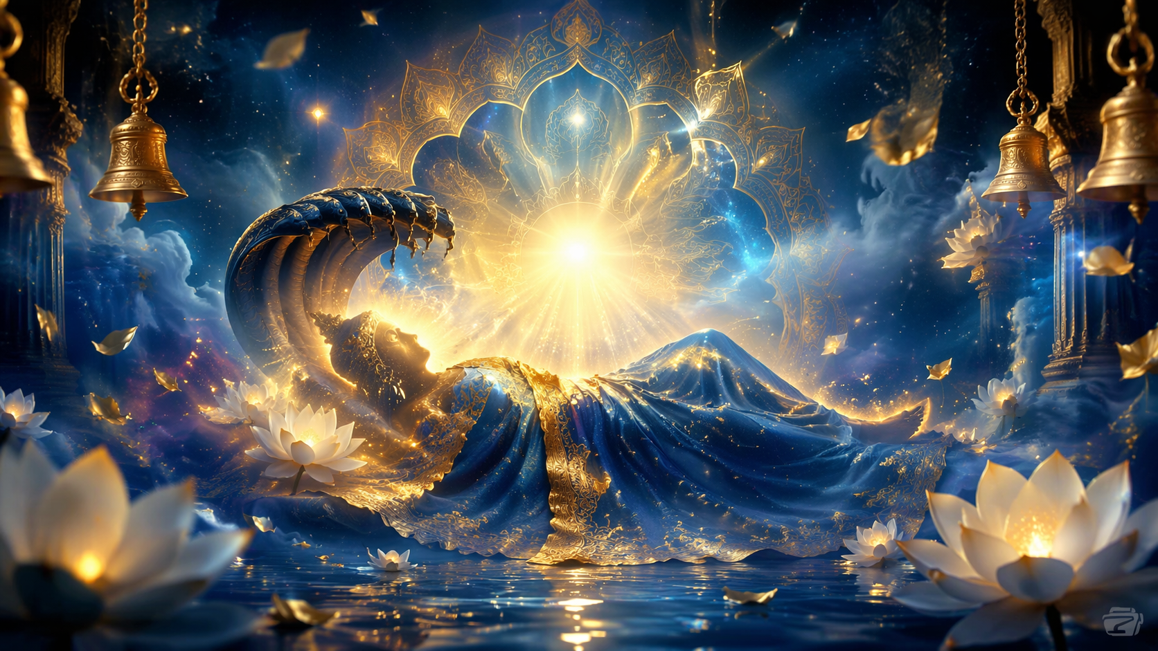 Dreamina Devshayani Ekadashi AI Prompts prompt example 3: Peaceful Devotional Courtyard