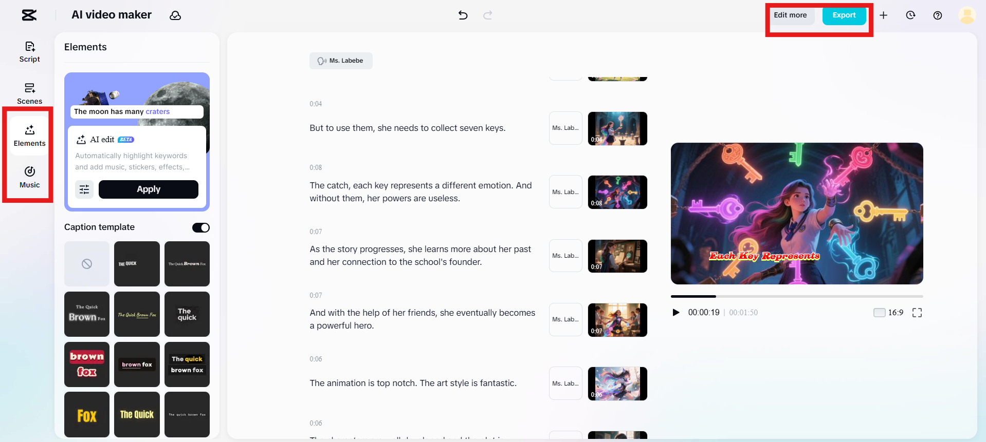 Klicken Sie auf Bearbeiten oder Exportieren