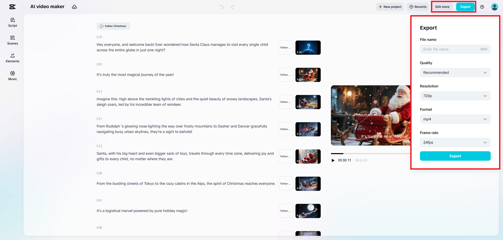 AI 산타 비디오 다운로드
