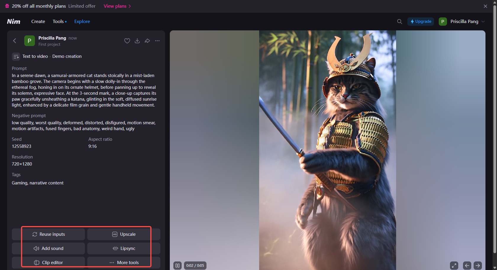 Gere e edite o vídeo.