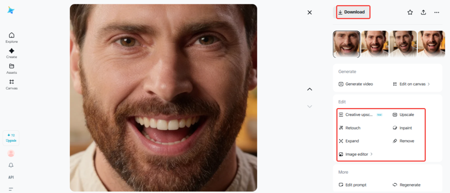 Scaricare la foto generata dall'IA in Dreamina