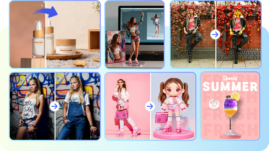  Blend characters, outfits, and backgrounds seamlessly