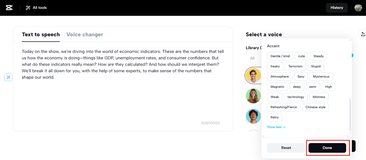 Виберіть голос