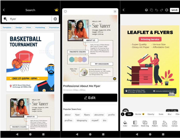 Interface of Flyerwiz - the perfect free flyer creator