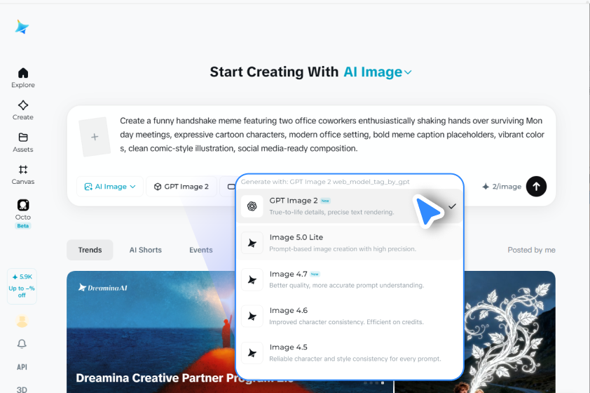 Select model and generate