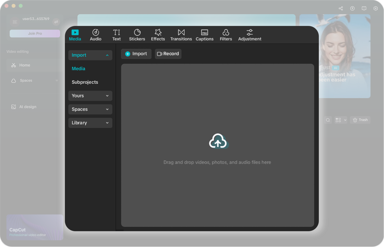 Import a previous project