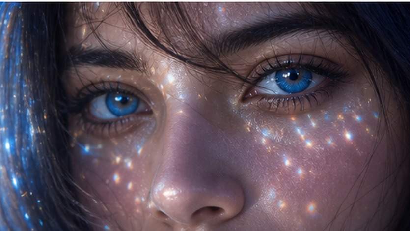 Blauer Hintergrund Augen Fotobearbeitung Aufforderungen Beispiel 6