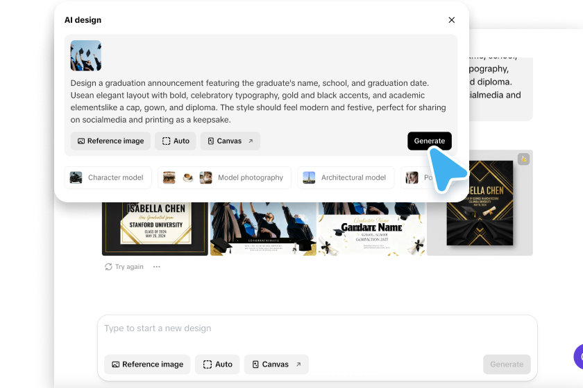 Enter prompts and generate the design