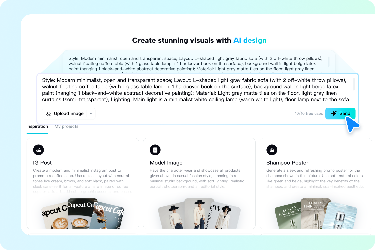 Voer een prompt in of upload een foto