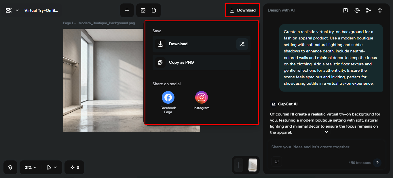 Exporting the media from the CapCut desktop video editor