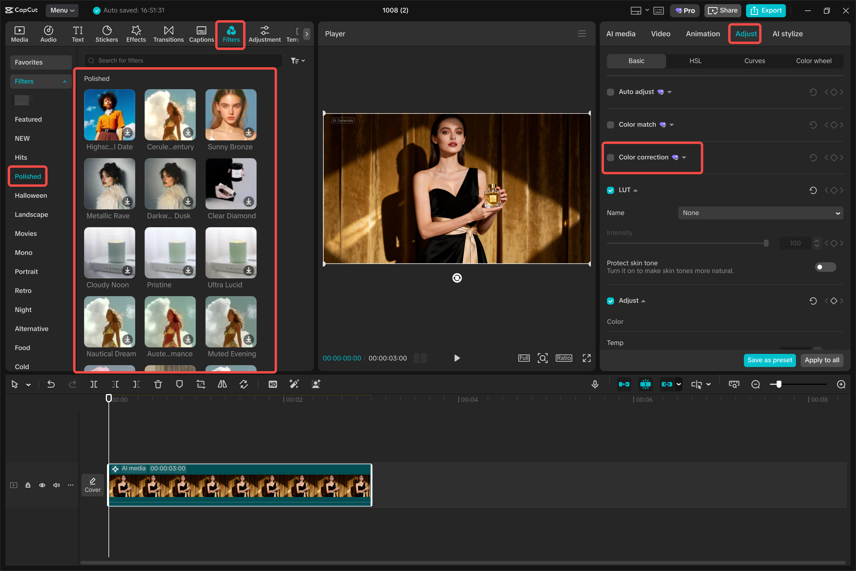 Retouching AI images on the CapCut desktop video editor