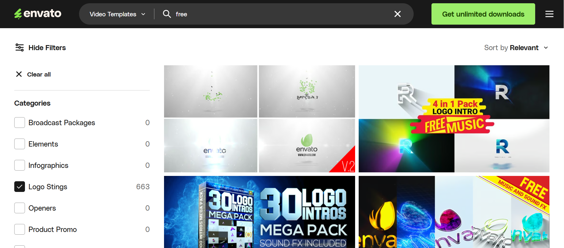 Envato Elements - an open-source platform to download free After Effects logo templates