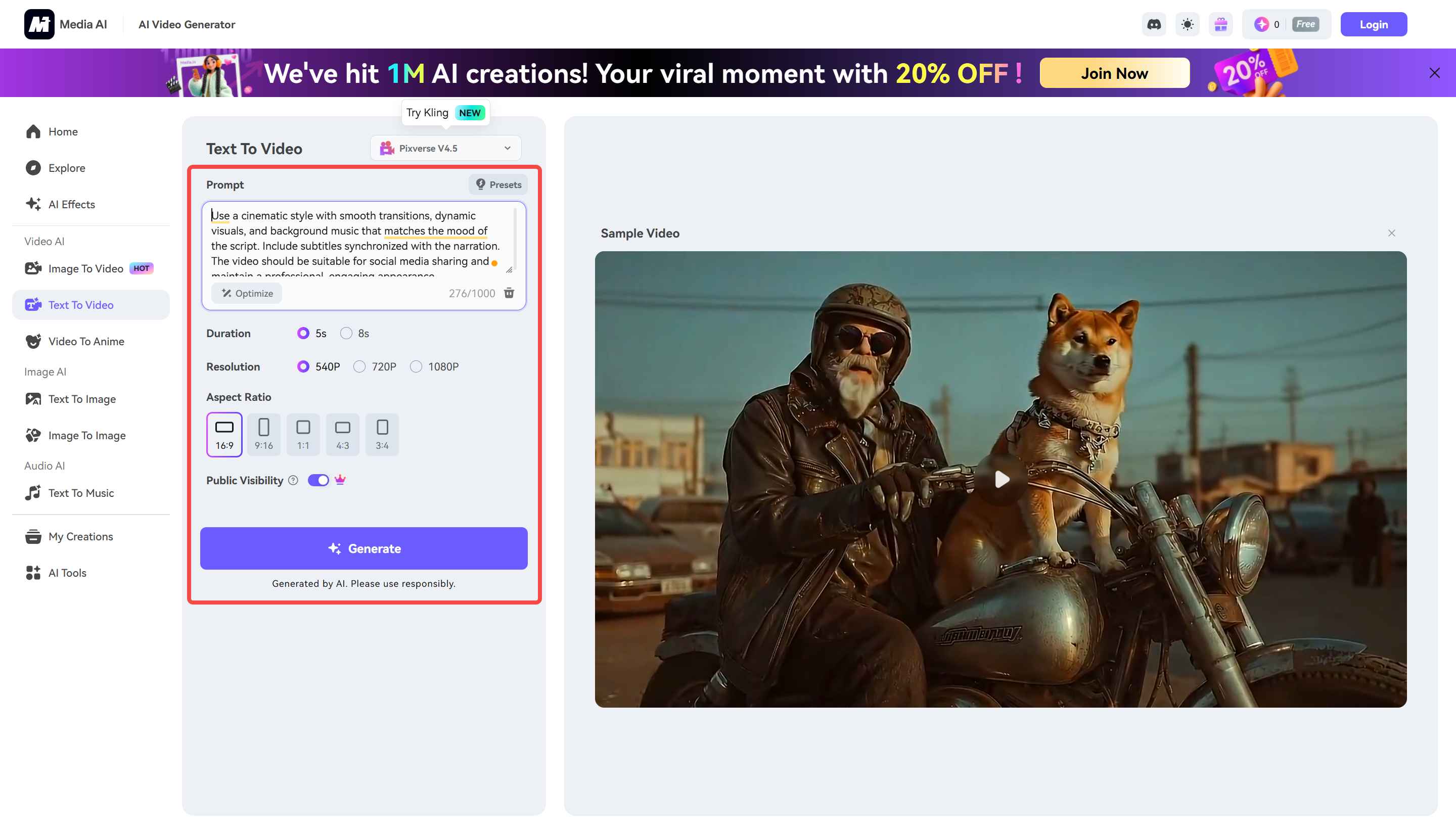 Showing how to generate videos with AI in Virbo