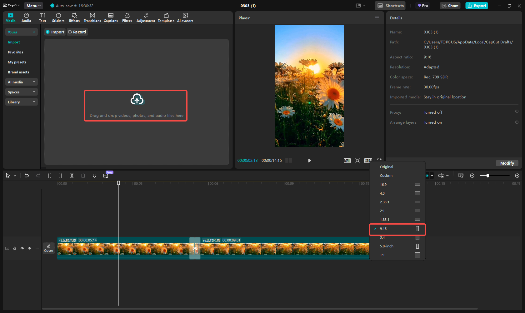 Import media files