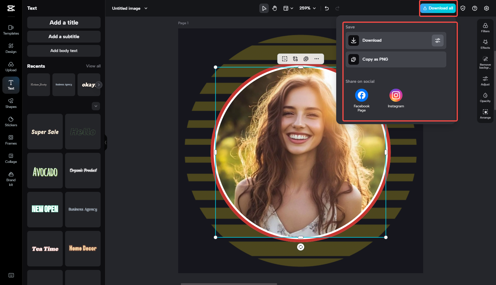 Export Instagram profile image