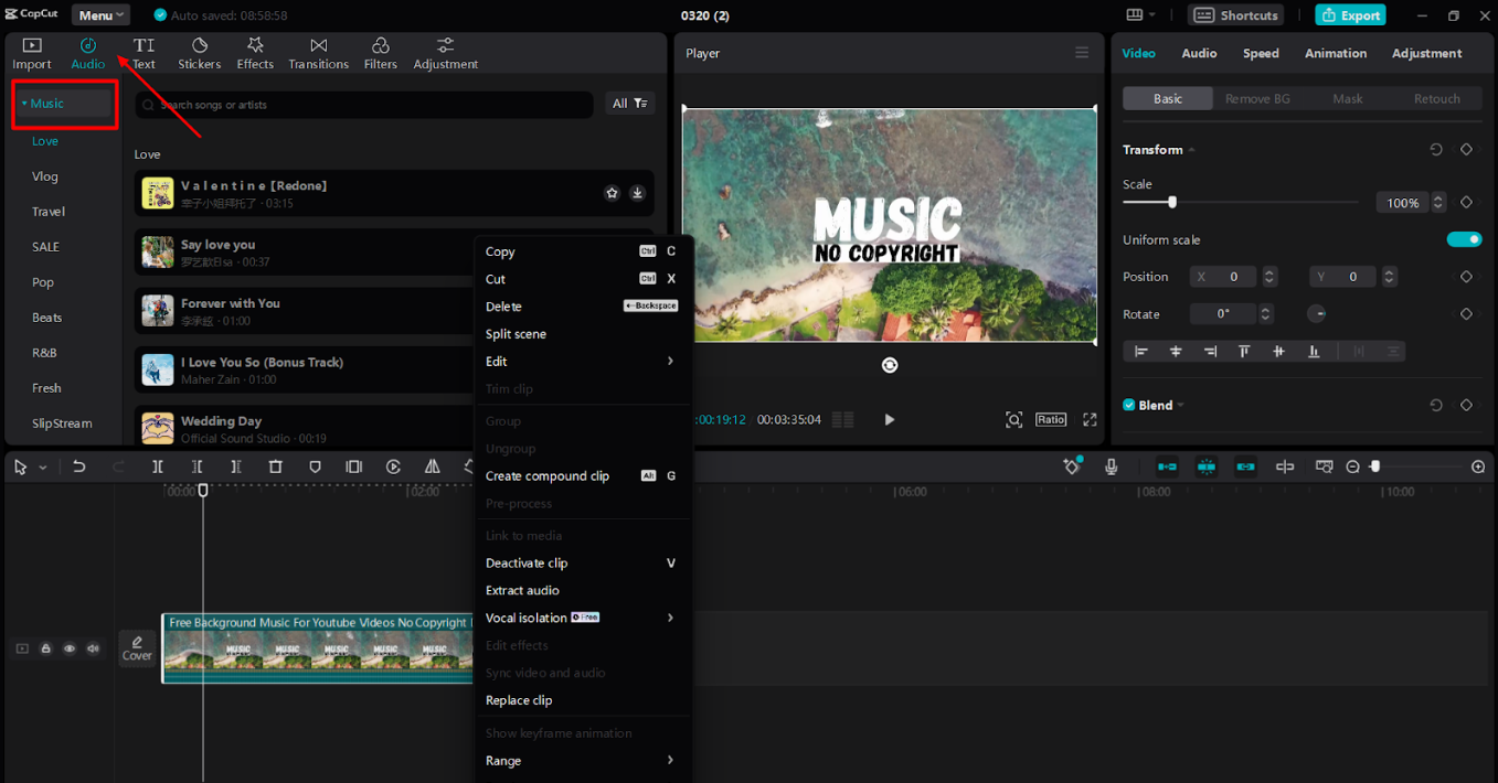 Como baixar música no computador com o CapCut