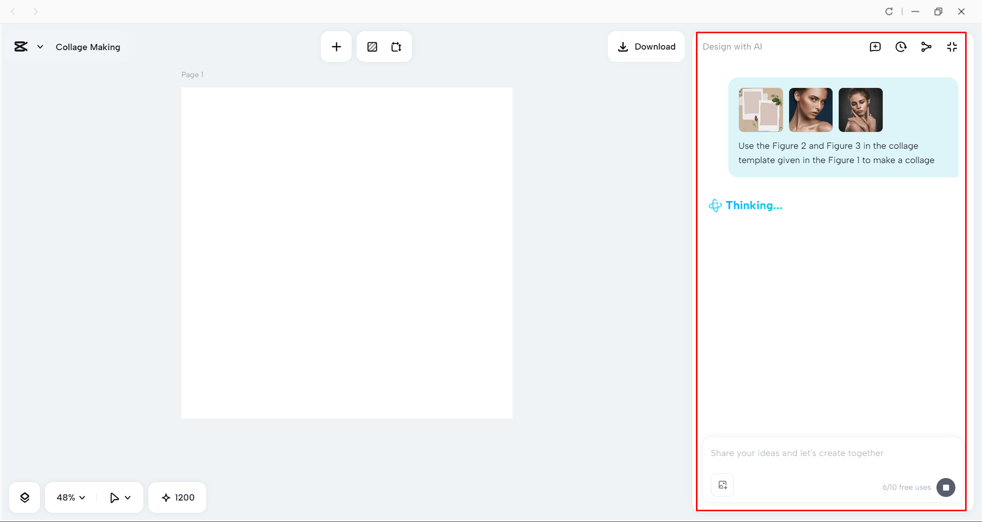 Generating a photo collage in the CapCut desktop video editor
