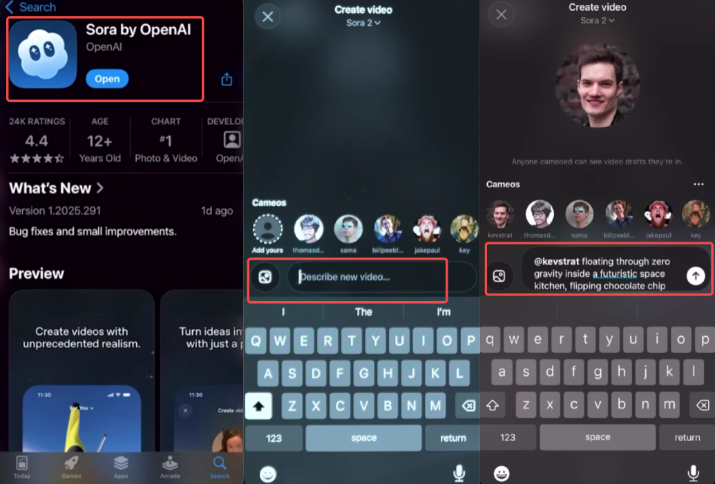 Access Sora 2.0 and write your prompts