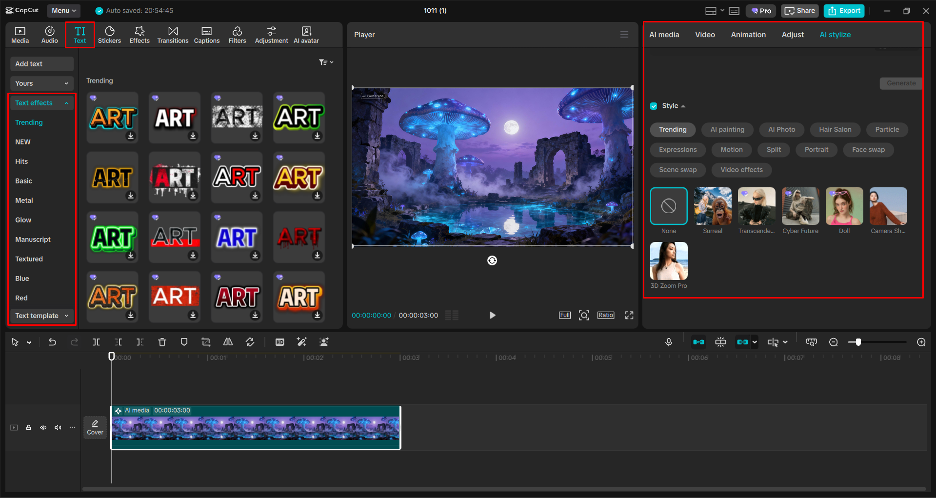 Editing the AI-generated image with the CapCut desktop video editor