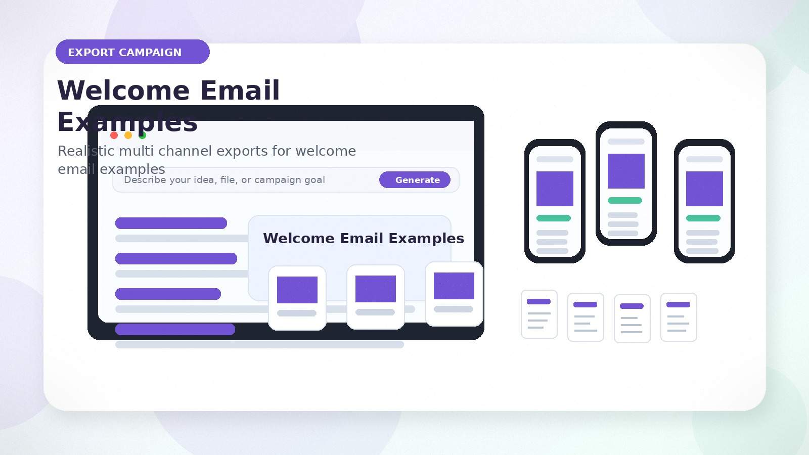 Welcome Email Examples realistic export campaign visual for welcome email examples
