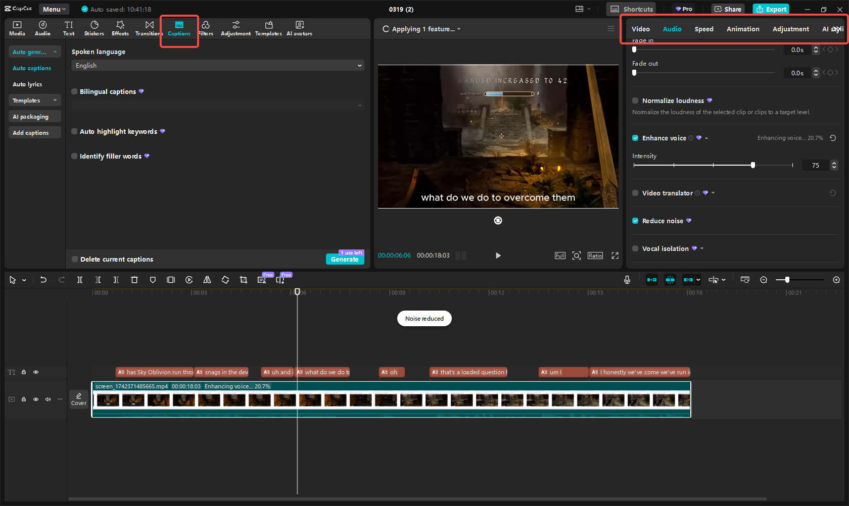 A felvétel szerkesztése