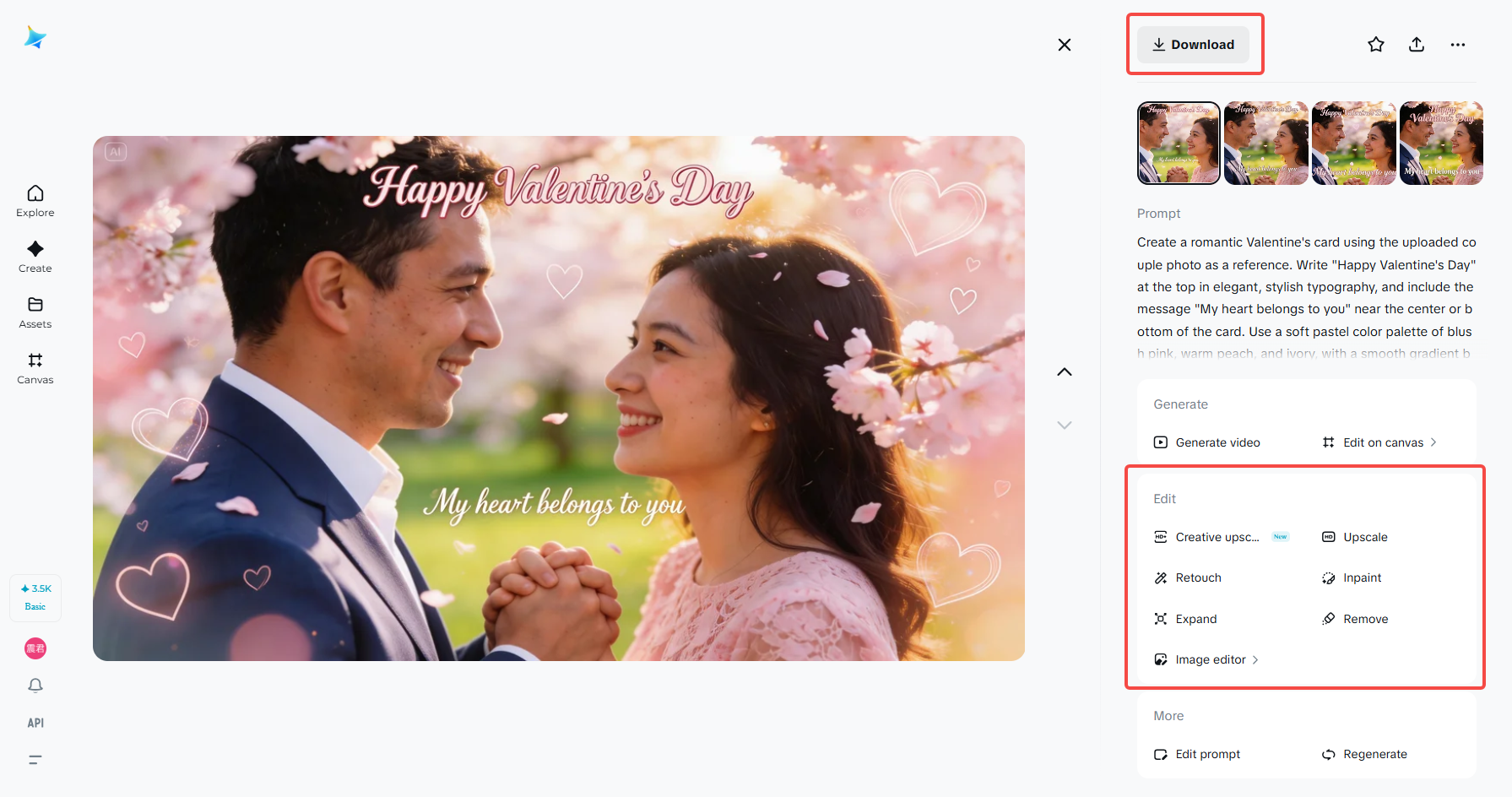 Preview, refine, and download your card