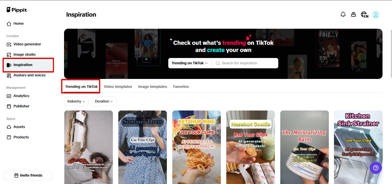 Modelos de tendências do TikTok no Pippit