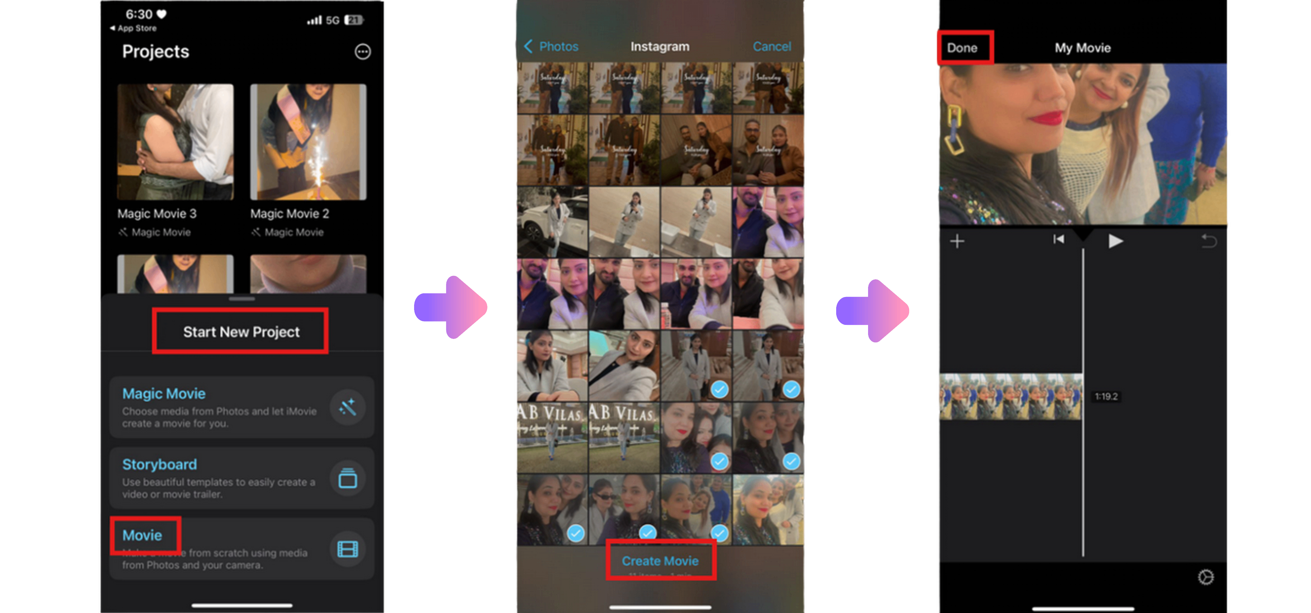 hur man gör en video från foton i iPhone