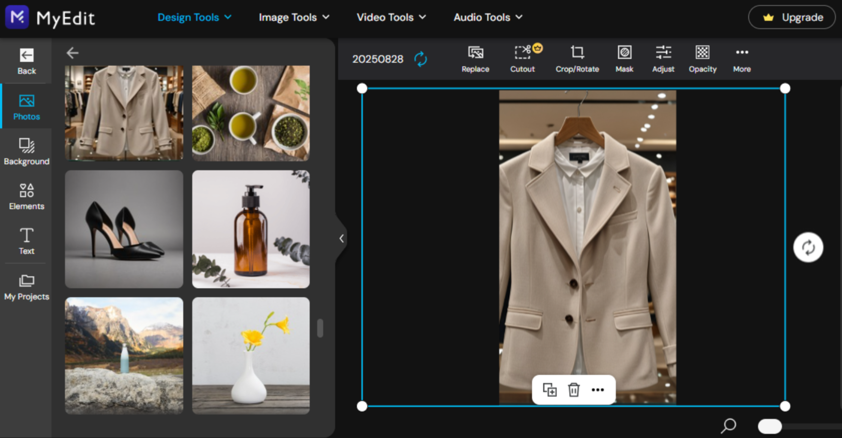 Schnittstelle von MyEdit - ein einfach zu bedienender Bild-zu-Video-kostenloser Online-Konverter