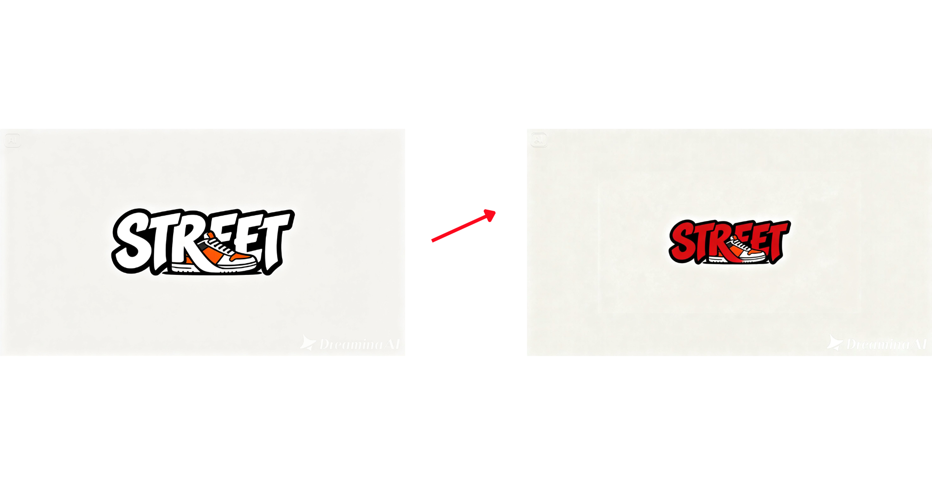 대화형 AI 편집을 사용하여 스트리트웨어 로고의 특정 요소 변경