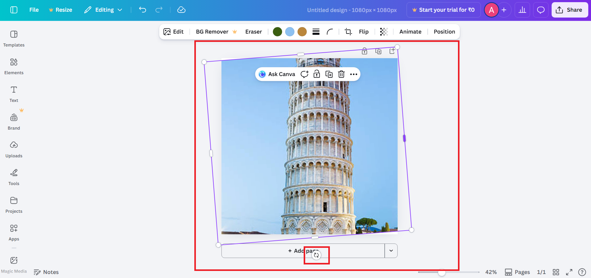 Upload and straighten your image