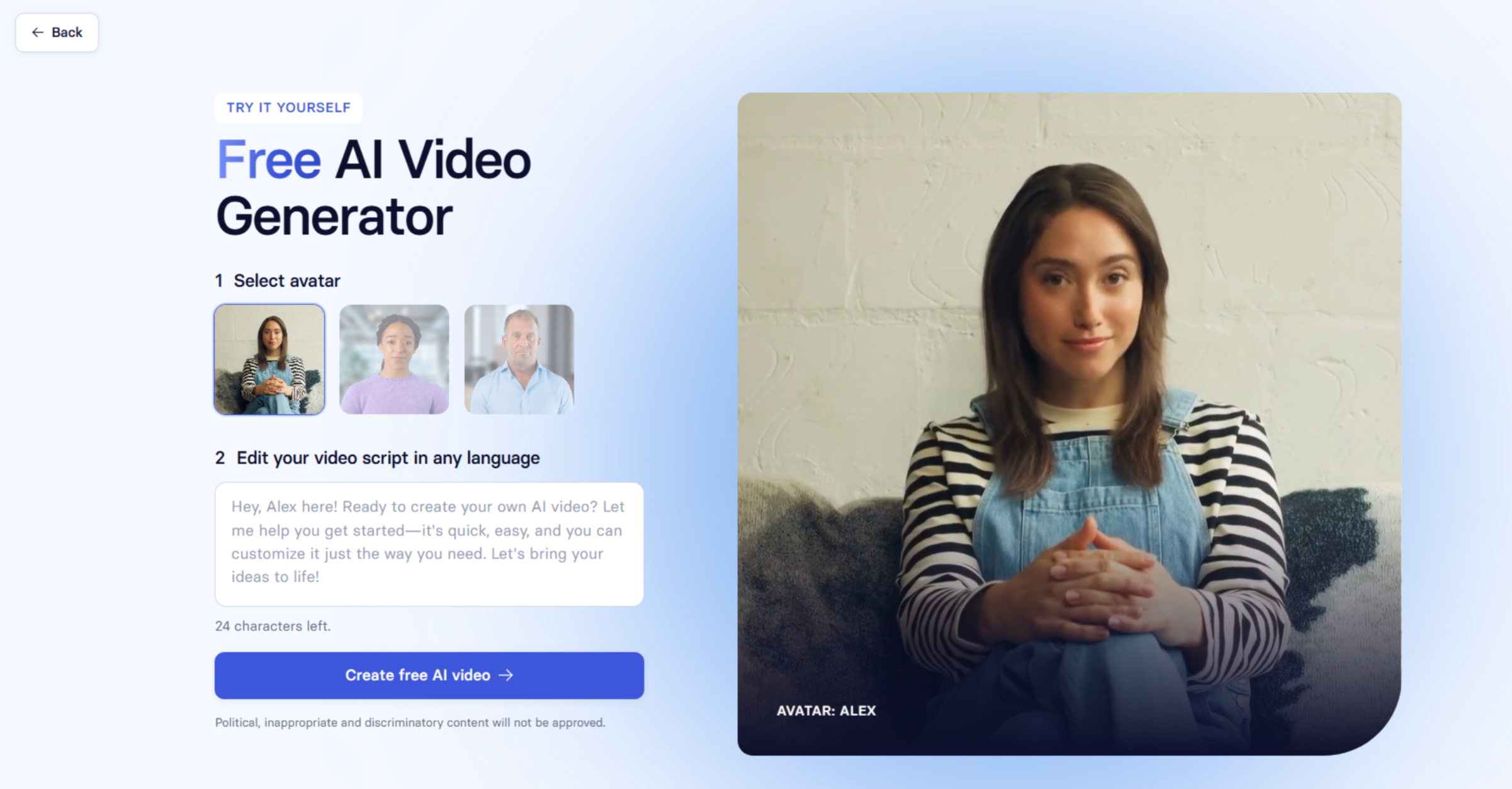 Interface of Synthesia - the best online training video maker