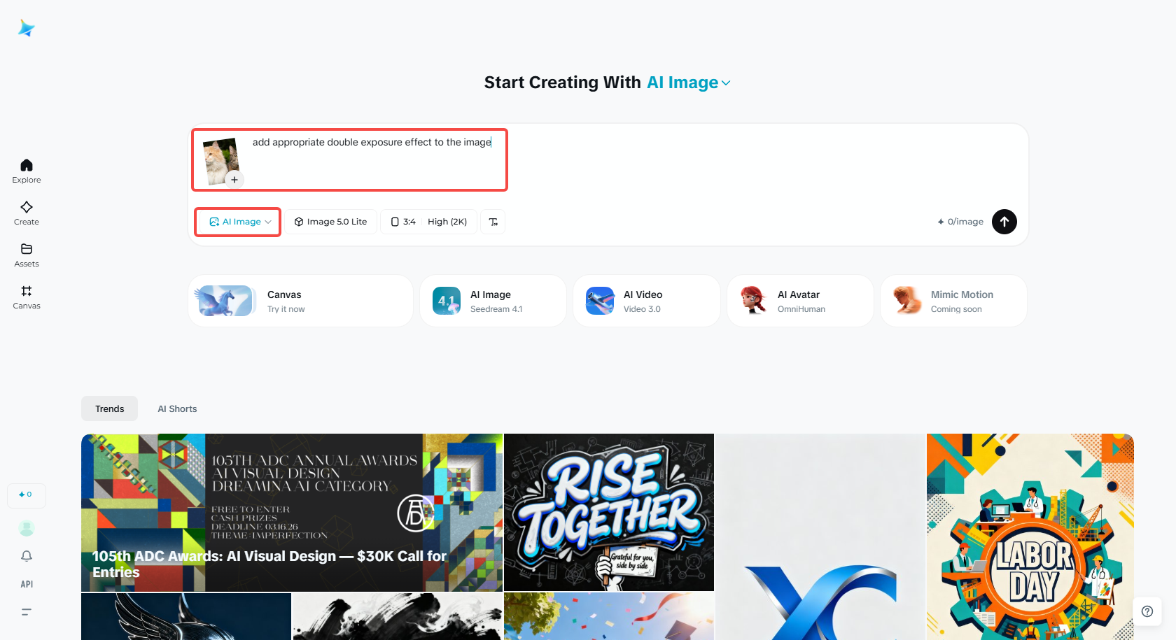 Upload an image and add a text prompt
