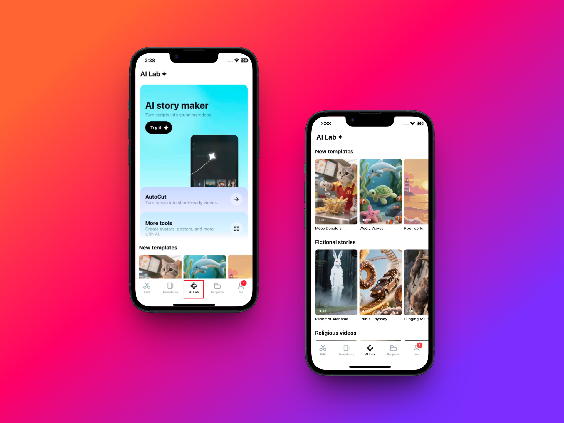 Search for your preferred template inside the AI lab section