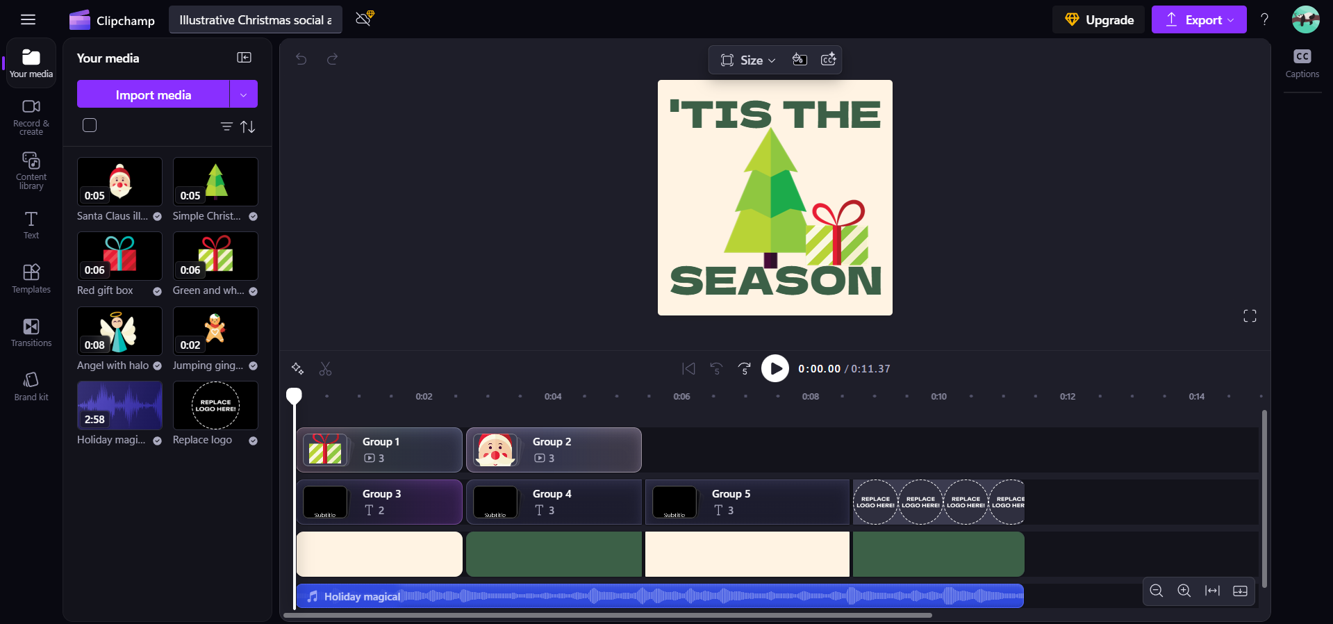 Clipchamp interface